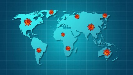Animated world map showing virus spread 4k Animation - Powered by Adobe