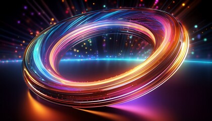 abstract colorful lights creating a ring shape with a glowing effect representing a sense of wonder and futuristic design