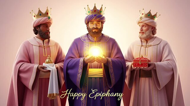 Three Kings Day Celebration With Golden Crowns and Bright Star Above Night Sky