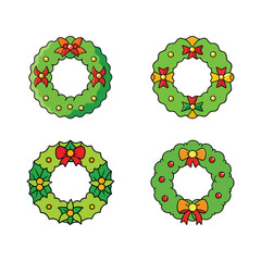 A set of Christmas wreath art as design elements