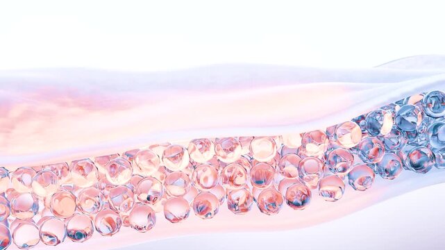 Skin care, Skin Layer Rinse Smoothing , Animation Serum through the Skin Layer , wrinkle reduction, human skin surface, Collagen repair effect, 3d render