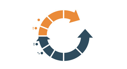Segmented circular arrows icon in orange and blue