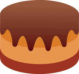 Three Layer Chocolate Cake Illustration with Dripping Glaze and Caramel Filling for Bakery Design