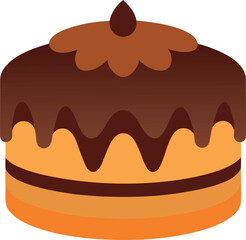 Chocolate Cake Illustration with Dripping Icing and Decorative Top for Bakery and Dessert Design