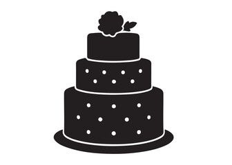 wedding cakes logo silhouette vector, anniversary cake silhouette vector illustration, birthday cake vector silhouette logo, romantic wedding cake logo silhouettes vector on white background