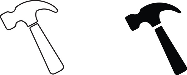 hammer icon vector graphic illustration  with white background flat hand made icon fill icon .