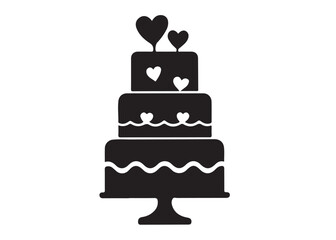 wedding cakes logo silhouette vector, anniversary cake silhouette vector illustration, birthday cake vector silhouette logo, romantic wedding cake logo silhouettes vector on white background