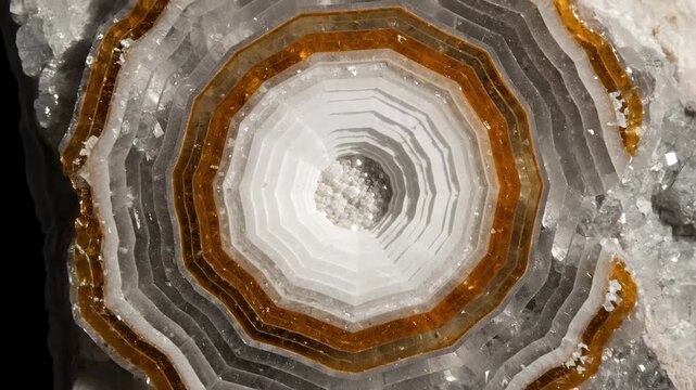 Close-up of agate crystal layers &mdash; natural geometric mineral texture