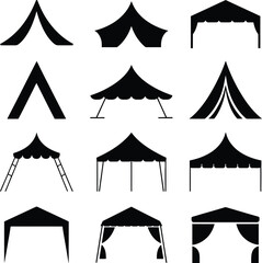 Collection of silhouette tent designs for events outdoor gatherings parties and exhibitions