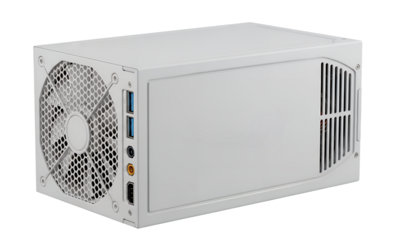 Small form factor pc isolated on transparent background for desktop computing and home entertainment