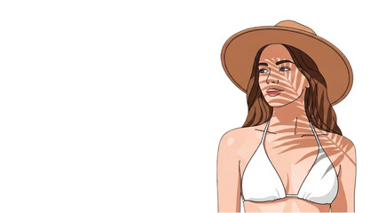 Woman in a Hat at the Beach Tropical Sun-Kissed Portrait in Paradise