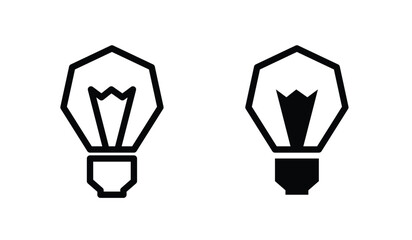 Outline and filled light bulb icons isolated on white background