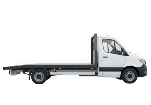 White flatbed tow truck vehicle isolated for transportation services transparent background - Powered by Adobe