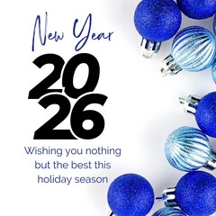 Blue White Minimalist Wish Happy New Year Social Post 