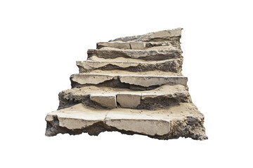 Weathered Concrete Stairs. Symbol Of Decay And Urban Ruins. Isolated On Transparent Background