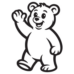 Obraz premium Friendly teddy bear waving hand isolated on white background