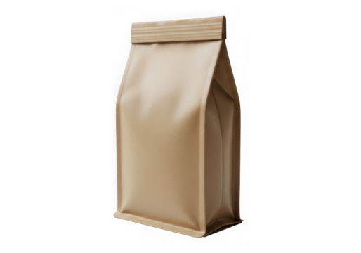 Simple brown paper bag packaging product mockup for food and goods transparent background