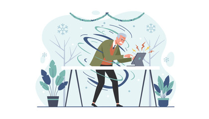 Angry senior man facing technical failure on a laptop symbolizing digital stress and work frustration