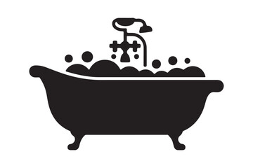 Silhouette of a clawfoot bathtub filled with bubbles