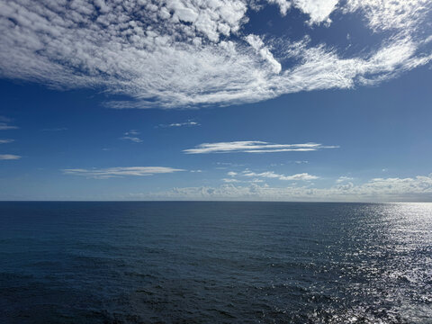 Beautiful open sea and amazing sky clouds.