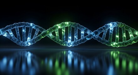 DNA Helix - A Detailed Look at Genetic Structure and Reflection.