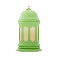 Green Ramadan Lantern 3D Render