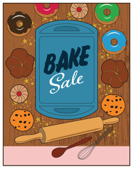 A baking pan surround by baked goods.