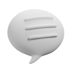 3D White chat text icon, 3D Illustration. Mockup template. 3D Rendering