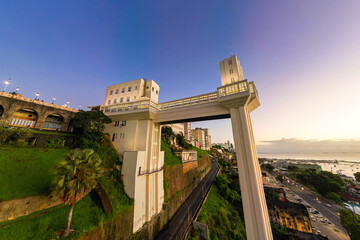 View of the Famous Tourist Attraction in Salvador City - Lacerda Elevator Against Blue Sky © Donatas Dabravolskas