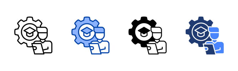 Apprenticeship icon set multiple style collection