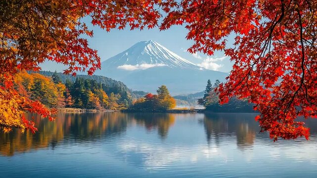 wind in autumn at mount fuji japanese landscape video