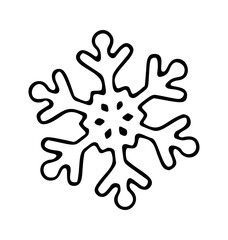 snowflake icon doodle hand drawn. Outline line drawing clipart symbol. Vector illustration