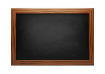 Vintage wooden frame chalkboard empty for creative educational displays and lessons transparent background