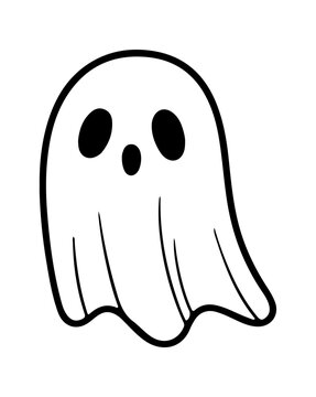 Ghost icon doodle hand drawn. Outline line drawing clipart symbol. Vector illustration