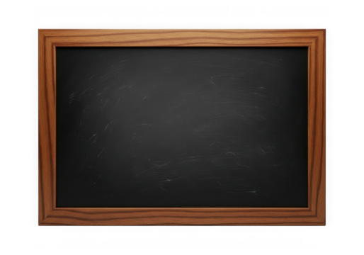 Vintage wooden frame chalkboard empty for creative educational displays and lessons transparent background