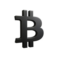 Obraz premium 3D Black Bitcoin Symbol. Cryptocurrency And Digital Finance Representation. Isolated On Transparent Background