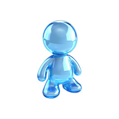 Fototapeta premium Blue Glass Figurine Of A Human Shape. Symbolizes Transparency And Modern Design. Isolated On Transparent Background
