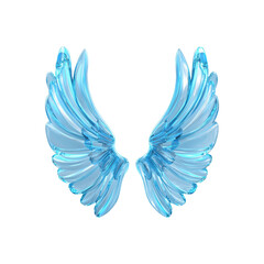 Fototapeta premium Translucent Blue Angel Wings. Symbol Of Freedom And Spirituality. Isolated On Transparent Background