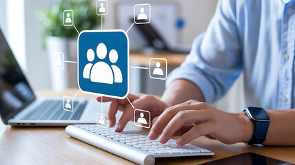 Digital network connecting people and resources, symbolizing teamwork and collaboration in business