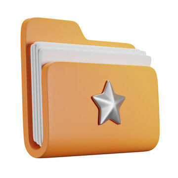 3D Fav folder icon, 3D Favourite folder icon, 3D Illustration. Mockup template. 3D Rendering
