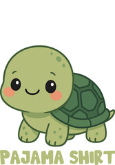 Cute turtle pajama shirt cartoon turtle with big eyes and a smile vector illustration of a turtle for kids