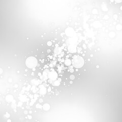 Abstract White Bokeh Lights on Gray Background for Festive Design.