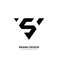Letter Vs or Sv triangle unique abstract monogram logo