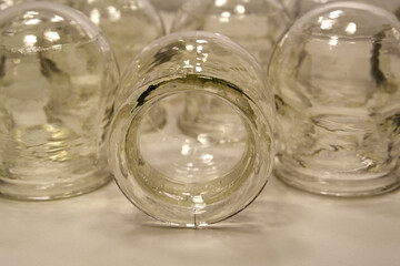 Glass medical cups for medical purposes, rehabilitation, increasing blood flow