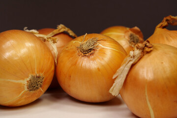 Yellow bulb onion. Onion - very healthy product with many beneficial properties