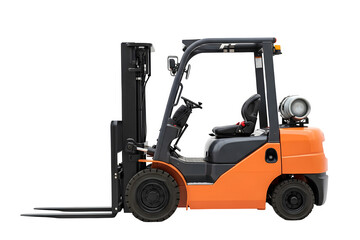 Orange forklift isolated on transparent background