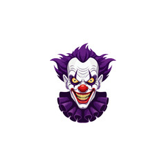 Halloween scary clown face icon flat vector design.