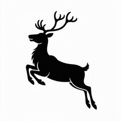 Fototapeta premium Silhouette of a leaping reindeer simple vector illustration isolated on white background for logo or design element