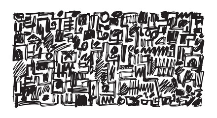 Obraz premium Abstract Hand Drawn Black and White Pattern with Geometric Shapes