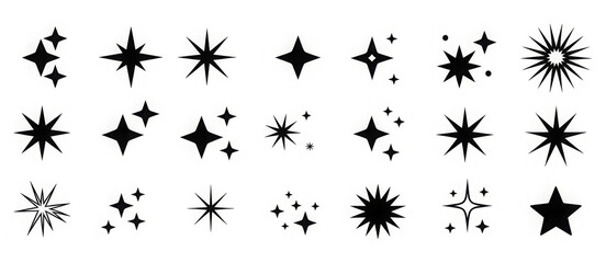 Collection of starburst icons simple flat vector design elements isolated on white background